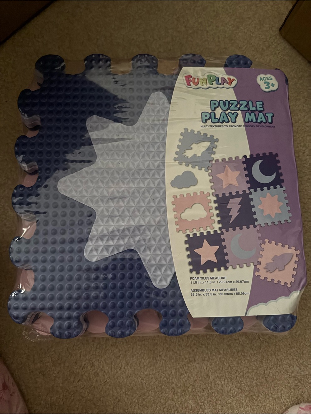 Puzzle Play Mat - Pink & Purple Interlocking Foam Tiles